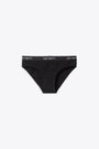 Mutandina nera in cotone con elastico e logo - W' Script Brief 