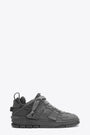 Sneaker bassa in suede, pelle e mesh grigio scuro - Area Patchwork Sneaker 