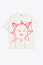 Off white cotton t-shirt with graphic sun print - Box T-Shirt 