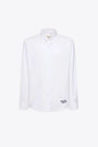 White cotton long sleeves shirt with logo embroidery - Handwriting Casual BD Shirt  
