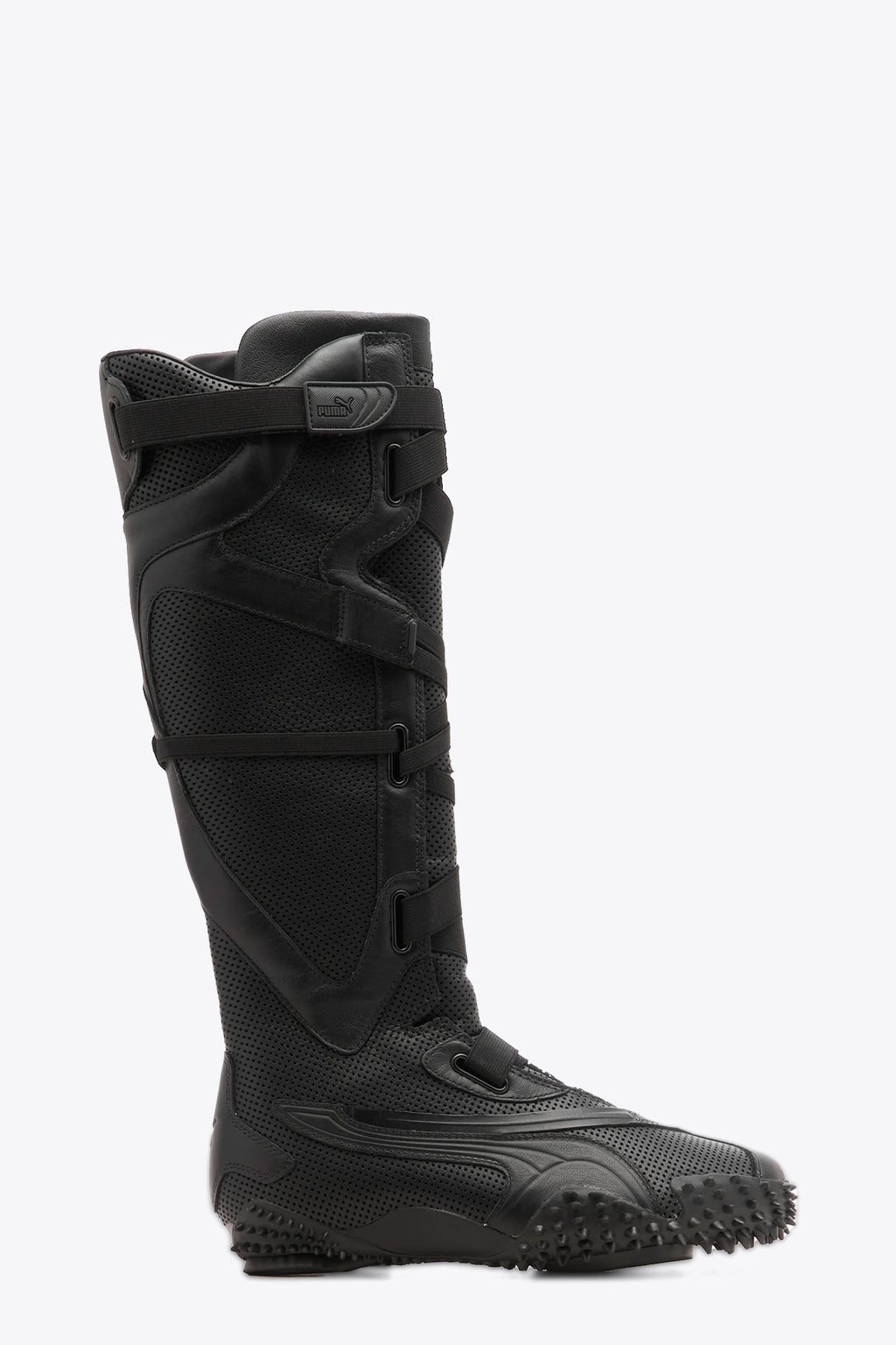 alt-image__Sneaker-alta-al-ginocchio-in-pelle-traforata-nera---Mostro-Leather-Boot