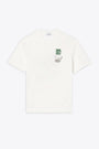 Off white piquè cotton t-shirt with graphic print at rear and chest 