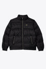 Black nylon puffer jacket with jacquard monogram print 