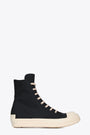 Black denim lace-up high sneaker with back logo tab - Sneaks 