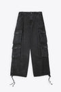 Pantalone cargo in canvas nero lavato - Marble Trianon Cargo 