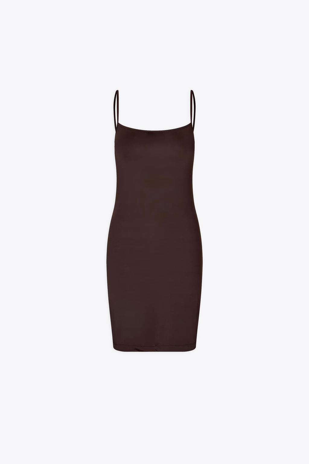 alt-image__Abito-corto-in-jersey-stretch-marrone-scuro-con-bretelle-sottili---Safaye-Slip-Dress