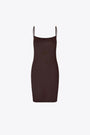 Dark brown stretch jersey short dress with shoulder straps - Safaye Slip Dress 