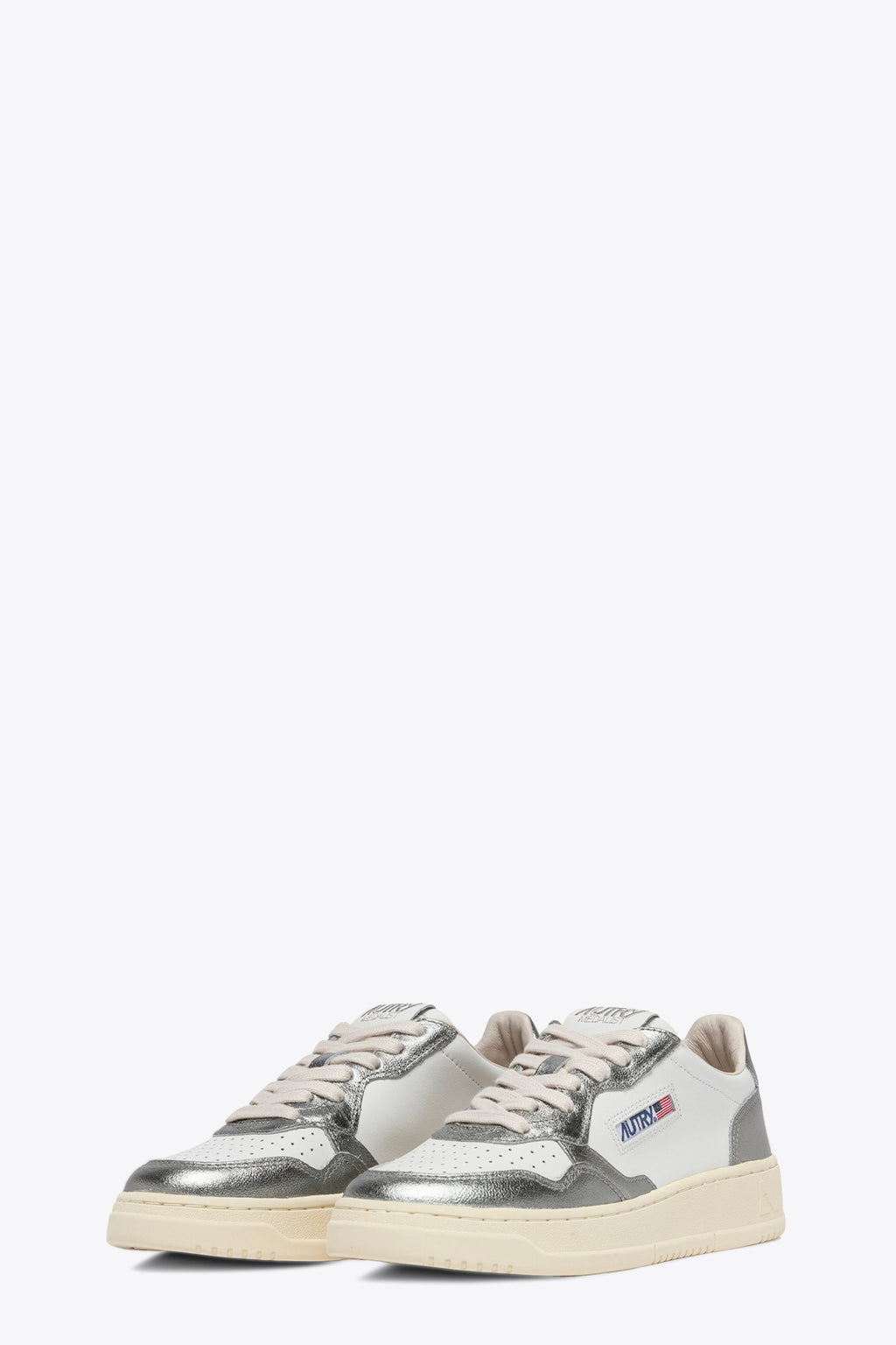 alt-image__Sneaker-bassa-in-pelle-bicolore-bianco-e-argento-metallizzato---Medalist-Low