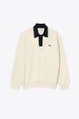 Off white cotton knit polo shirt with contrasting collar 