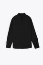 Camicia nera in fresco lana con manica lunga 