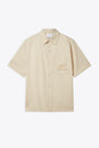 Light beige cotton short sleeves shirt with logo embroidery - Stitch Embroidered Shirt 