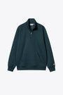 Blue cotton blend sweatshirt with funnel neck and zip - Hooded Chase Jacket 