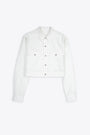 White poplin cotton outershirt - Cape sleeve cropped outershirt  