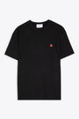 Black cotton t-shirt with chest logo - Chest logo tee 