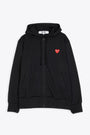 Black hoodie with zip and heart patch at chest 