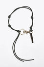 Black knotted leather cord key chain - Ladon 