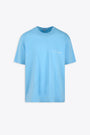 Sky blue cotton oversize t-shirt with chest logo 