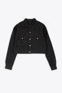 Black poplin cotton outershirt - Cape sleeve cropped outershirt 
