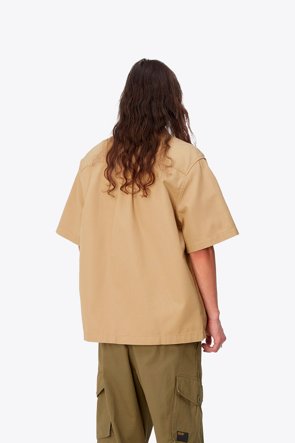 alt-image__Camicia-manica-corta-in-twill-beige-con-zip---S/S-Sandler-Shirt
