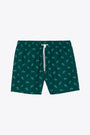 Dark green swim short with logo pattern 