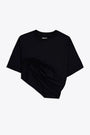 Black cotton cropped t-shirt with drapery - Jersey T-shirt 