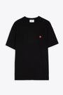 Black cotton t-shirt with chest logo - Chest logo tee oversize 