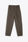 Brown cotton cropped pant with elastic waistband 