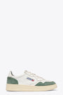 White leather low sneaker with green suede detail - Medalist 