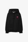 Black hoodie with heart patch at chest 