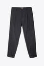Grey wool tailored pant with front pleat - Stokholm 