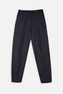 Navy blue wool tailored pant with elastic waistband - Savoys 